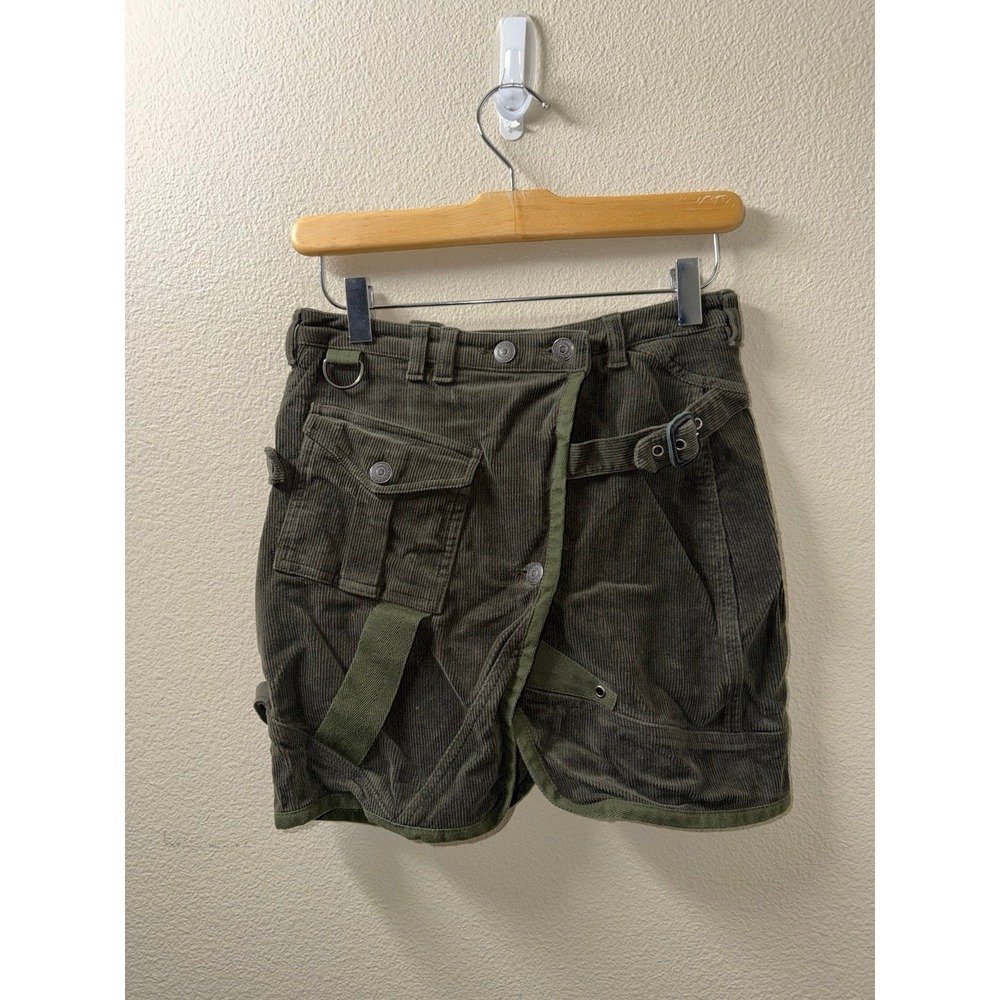 Women's Burberry Green Corduroy Utility Skirt Size 2